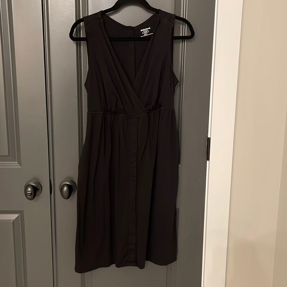 Motherhood Maternity Button Down Nursing Gown, Black, size small